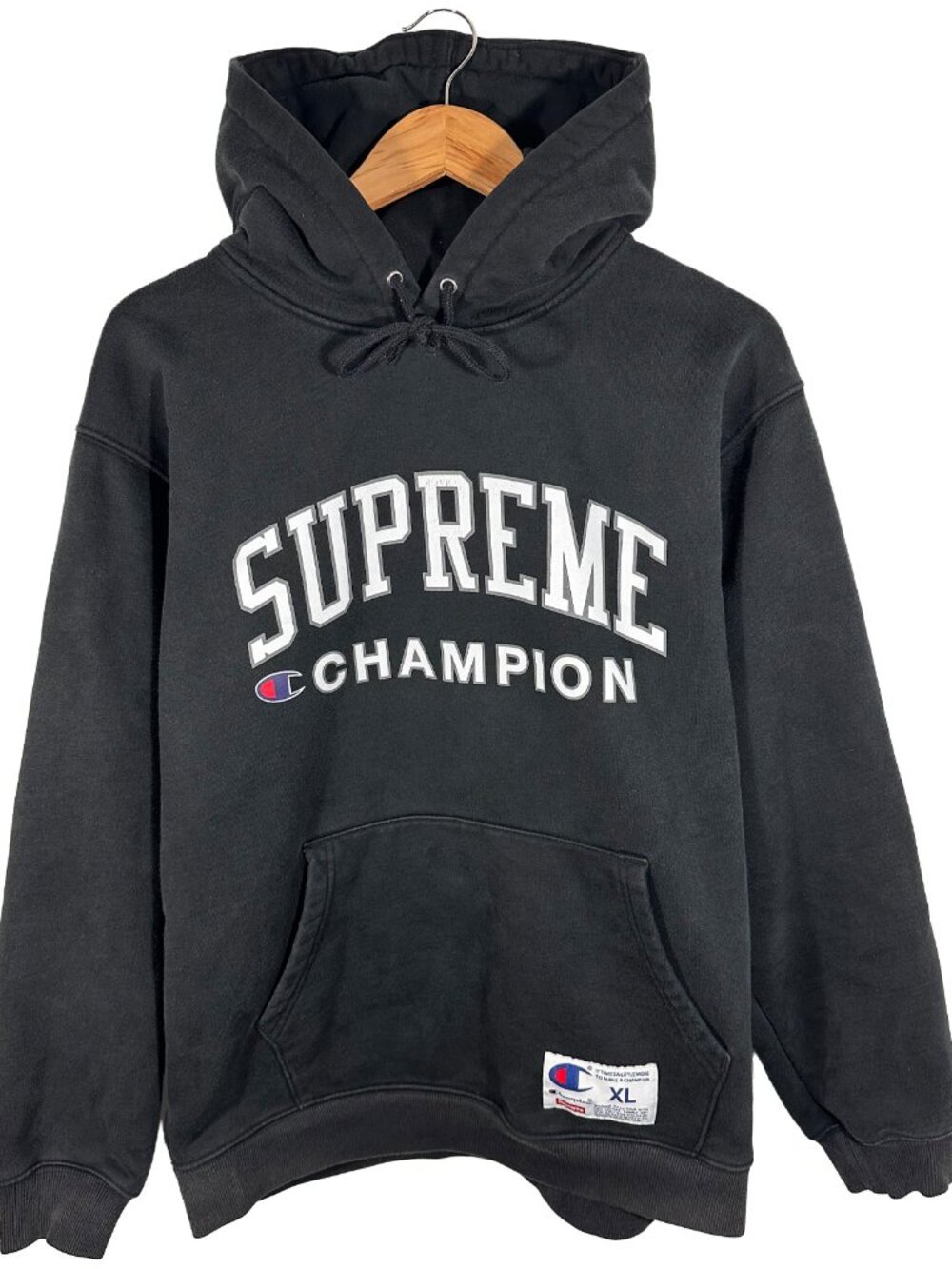 Supreme x Champion S/S 17 Pullover Logo Hoodie Size Mens XL Black